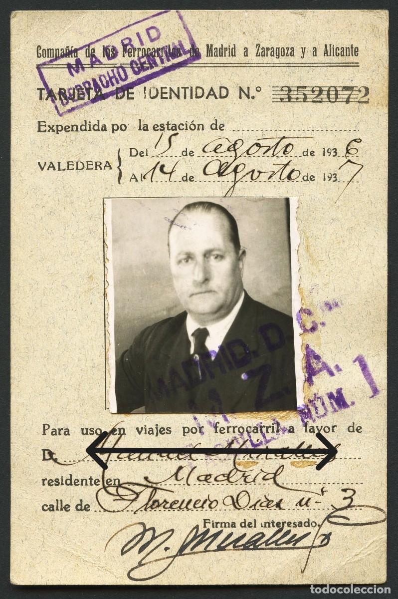 Militaria: GUERRA CIVIL, TARJETA, COMPA&Ntilde;&Iacute;A DE FERROCARRILES M.Z.A., 1936, MADRID