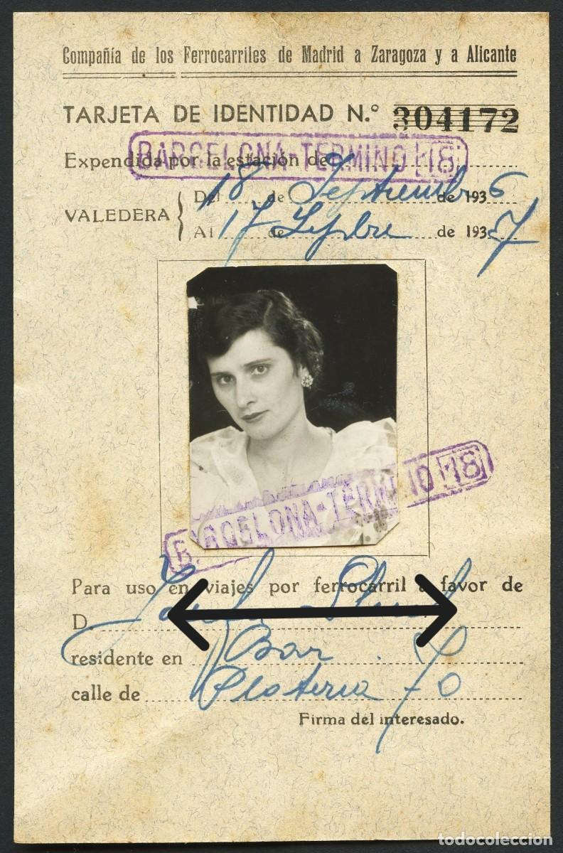 Militaria: GUERRA CIVIL, TARJETA, COMPA&Ntilde;&Iacute;A DE FERROCARRILES M.Z.A., 1936, BARCELONA