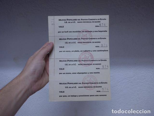 Military Antiques: Antiguo vale del Partido Comunista de la Guerra civil, para fusil, casco, ropa.... del miliciano.
