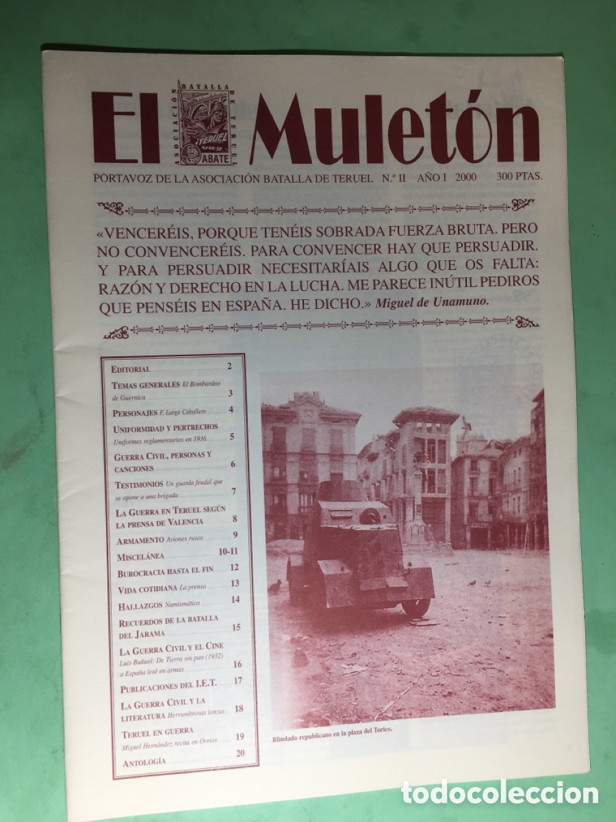 Militaria: 2000 No.2 &lsquo;&rsquo;EL MULET&Oacute;N&rsquo;&rsquo; PORTAVOZ DE LA ASOCIACI&Oacute;N BATALLA DE TERUEL (ABATE)