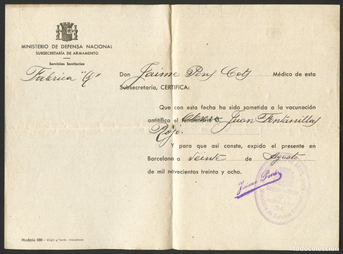 Militaria: GUERRA CIVIL, DOCUMENTO, MINISTERIO DEFENSA NACIONAL, SUBSECRETAR&Iacute;A DE ARMAMENTO, 1938
