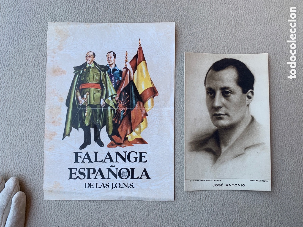 Militaria: ANTIGUA POSTAL JOSE ANTONIO Y FOLLETO DE LA FALANGE Y LAS J.O.N.S.