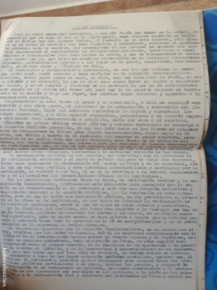 Militaria: Documento carlista. A LOS CARLISTAS. Francisco Javier de Borb&oacute;n 1941