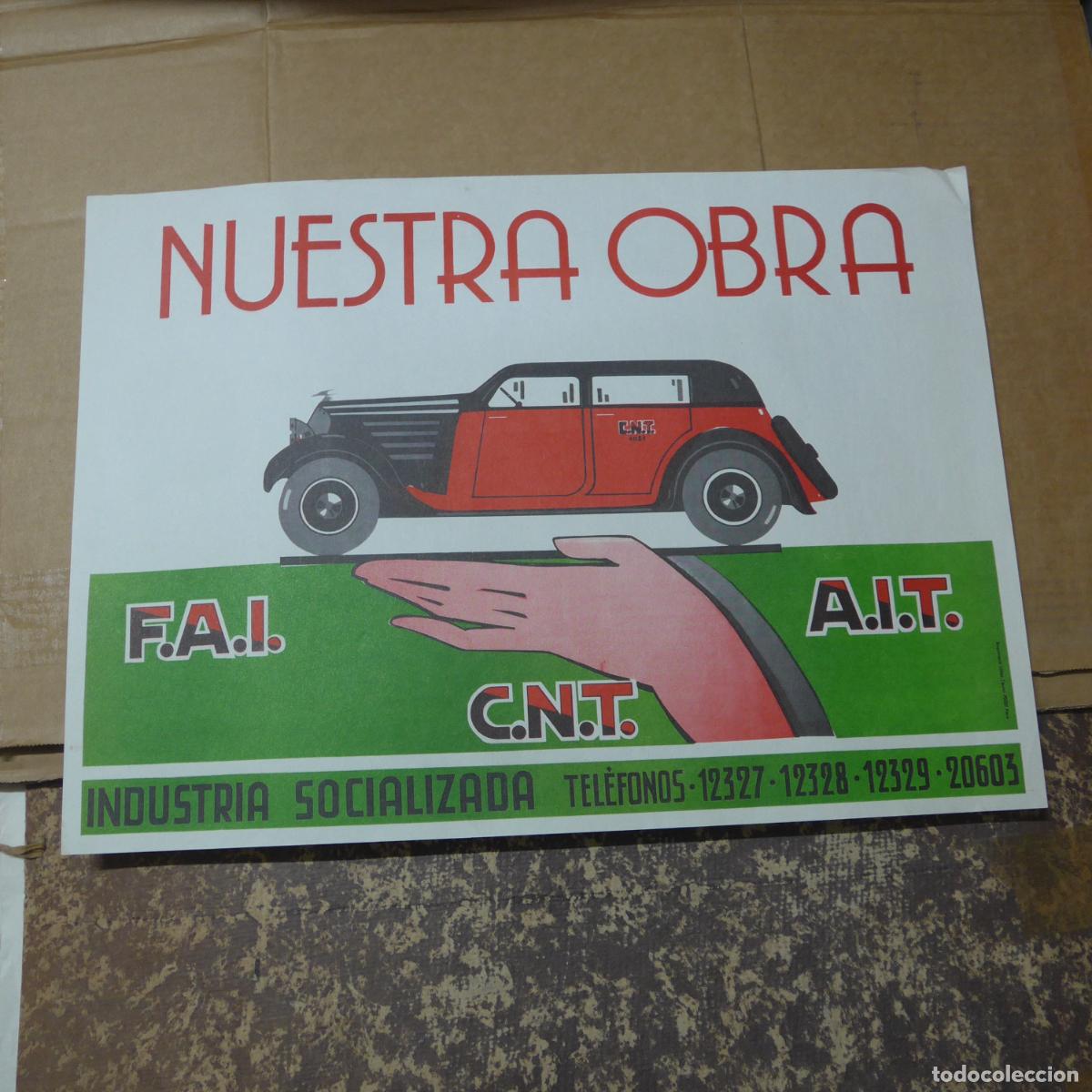 Militaria: Antiguo cartel de CNT FAI de guerra civil hecho en exilio en Paris Francia