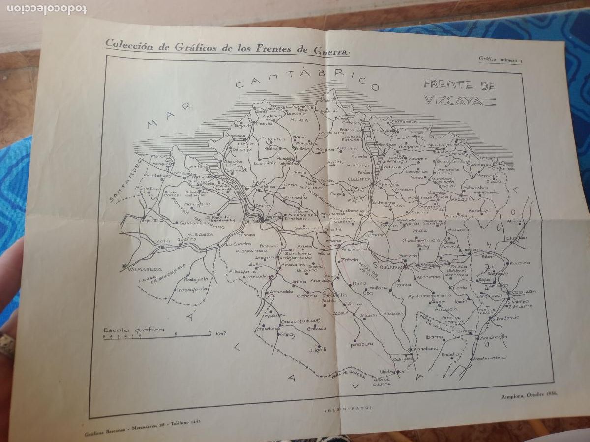 Militaria: MAPA EL FRENTE DE VIZCAYA, ORIGINAL