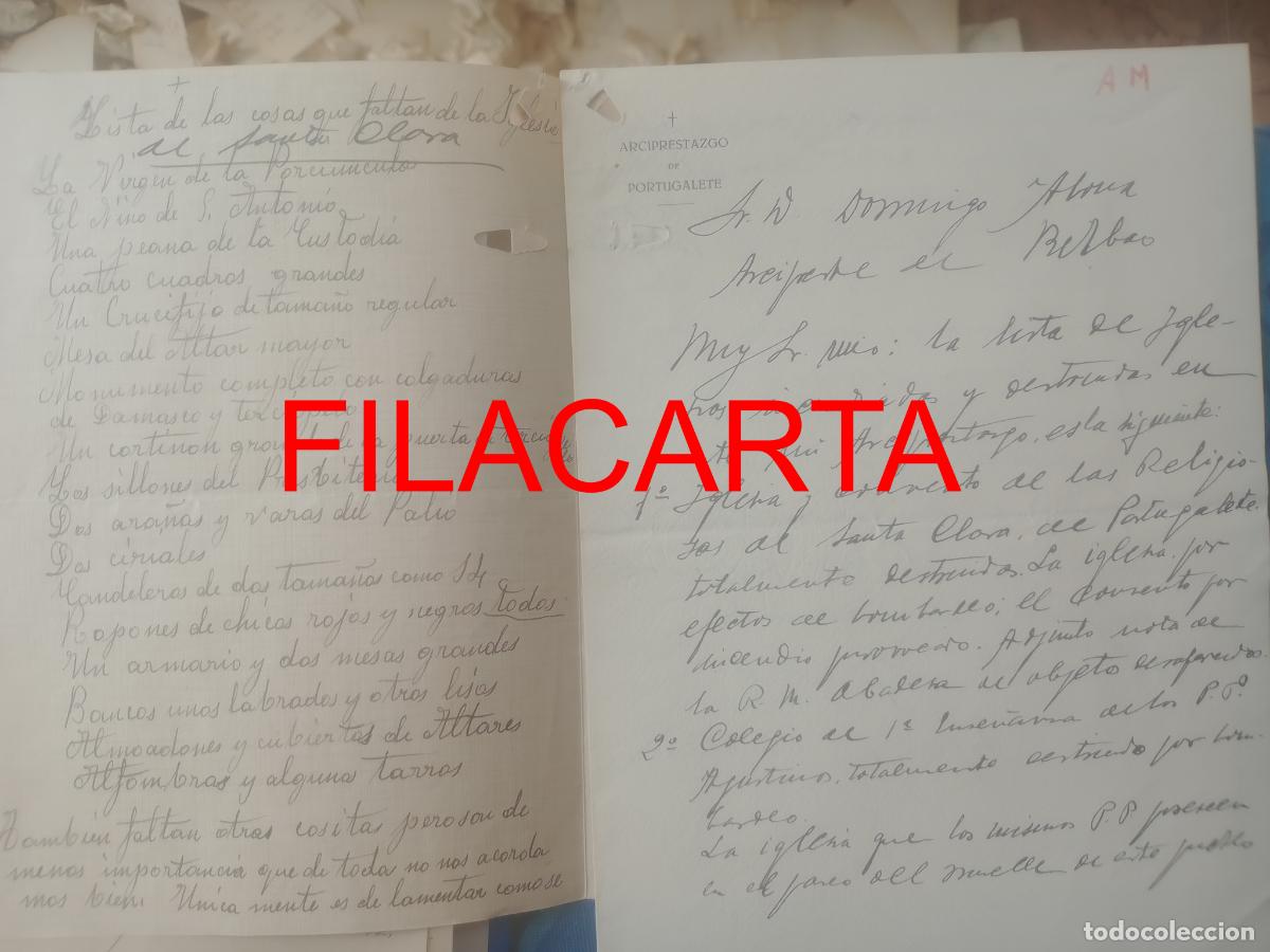 Militaria: Vizcaya, Portugalete 1937-1938 Relato de da&ntilde;os, sustracciones, destrucci&oacute;n de iglesias