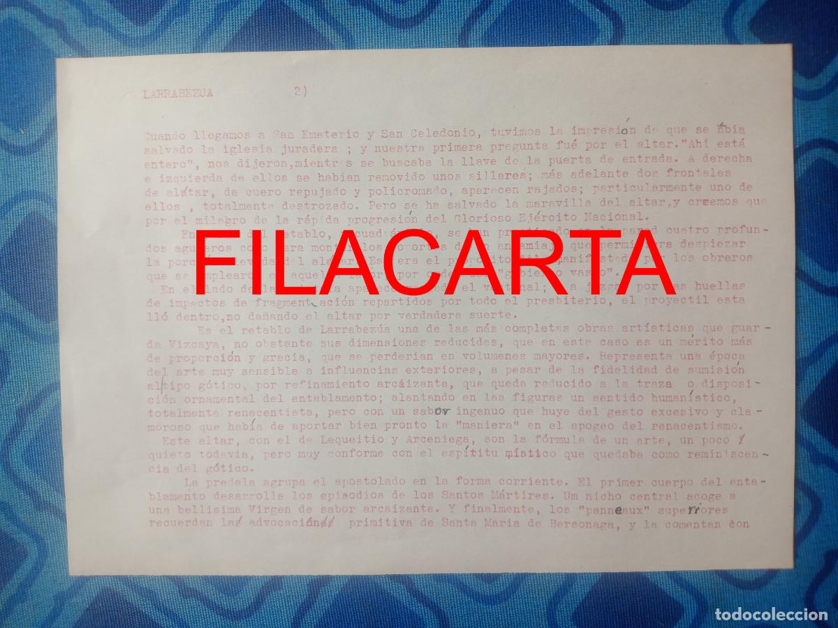 Militaria: Iglesia de San Emeterio y San Celedonio (Larrabez&uacute;a), Vizcaya. Documento de la guerra civil