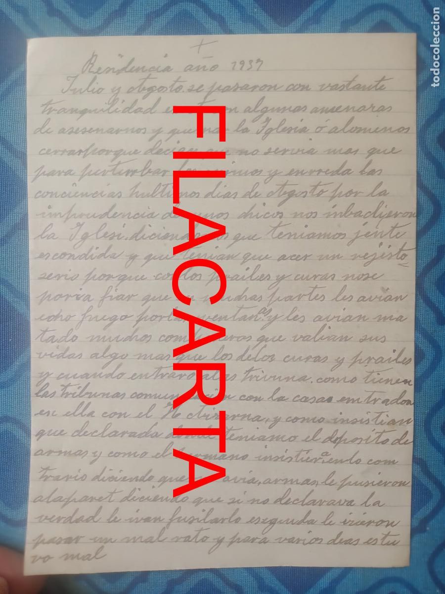 Militaria: Residencia, Bilbao, Vizcaya. Documento de la guerra civil 1937-1938 Persecuciones