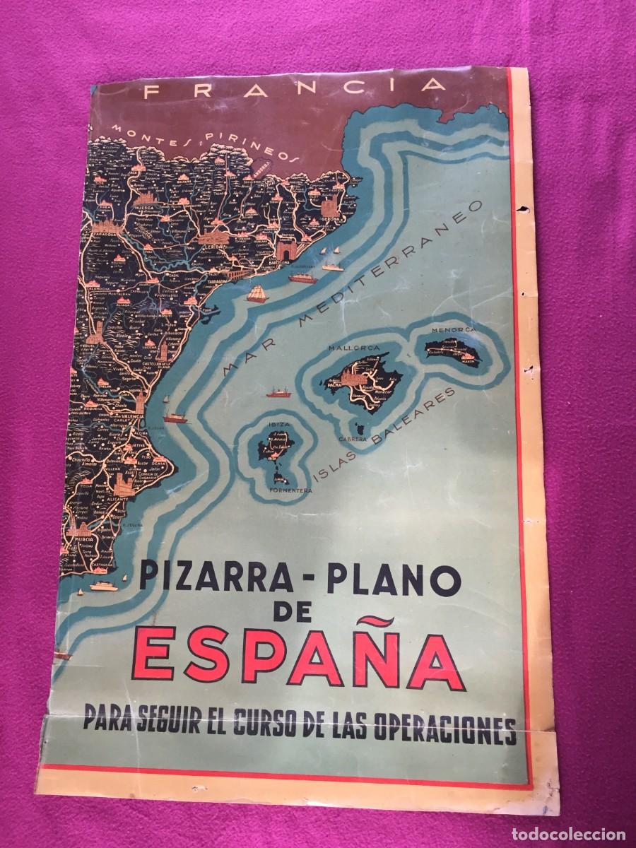 Militaria: MAPA PARCIAL GUERRA CIVIL PIZARRA PLANO DE ESPA&Ntilde;A PARA SEGUIR EL CURSO DE LAS OPERACIONES