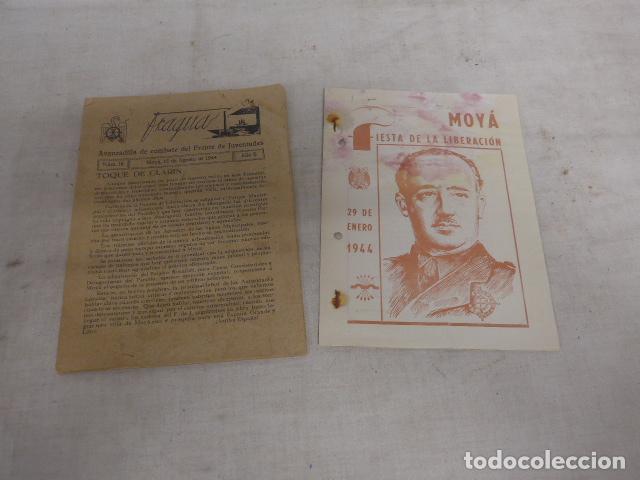 Militaria: Antiguo 2 documentos de Moya (Barcelona) de Guerra civil. Fiesta liberacion 1944 y Frente Juventudes