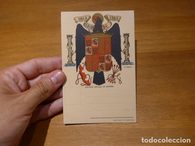 Militaria: Antigua postal original de Guerra Civil, con el escudo Franquista.