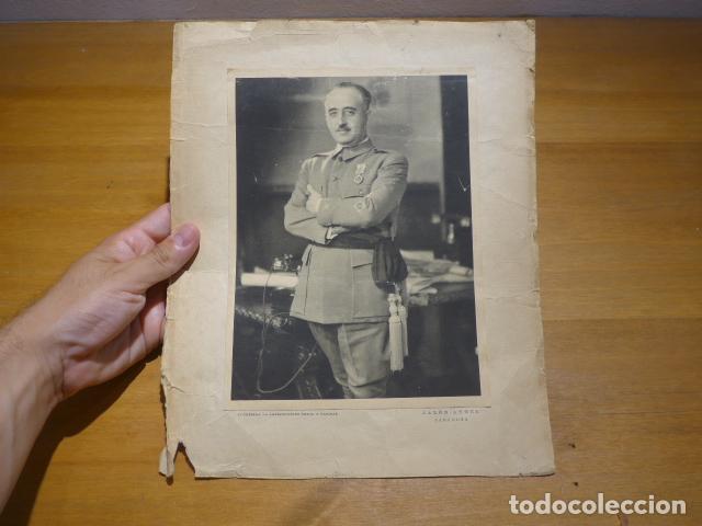 Militaria: Antiguo cartel original de Francisco Franco, Guerra Civil.