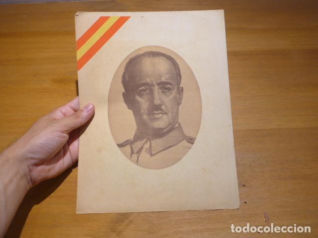 Militaria: Antiguo cartel original de Francisco Franco, Guerra Civil.