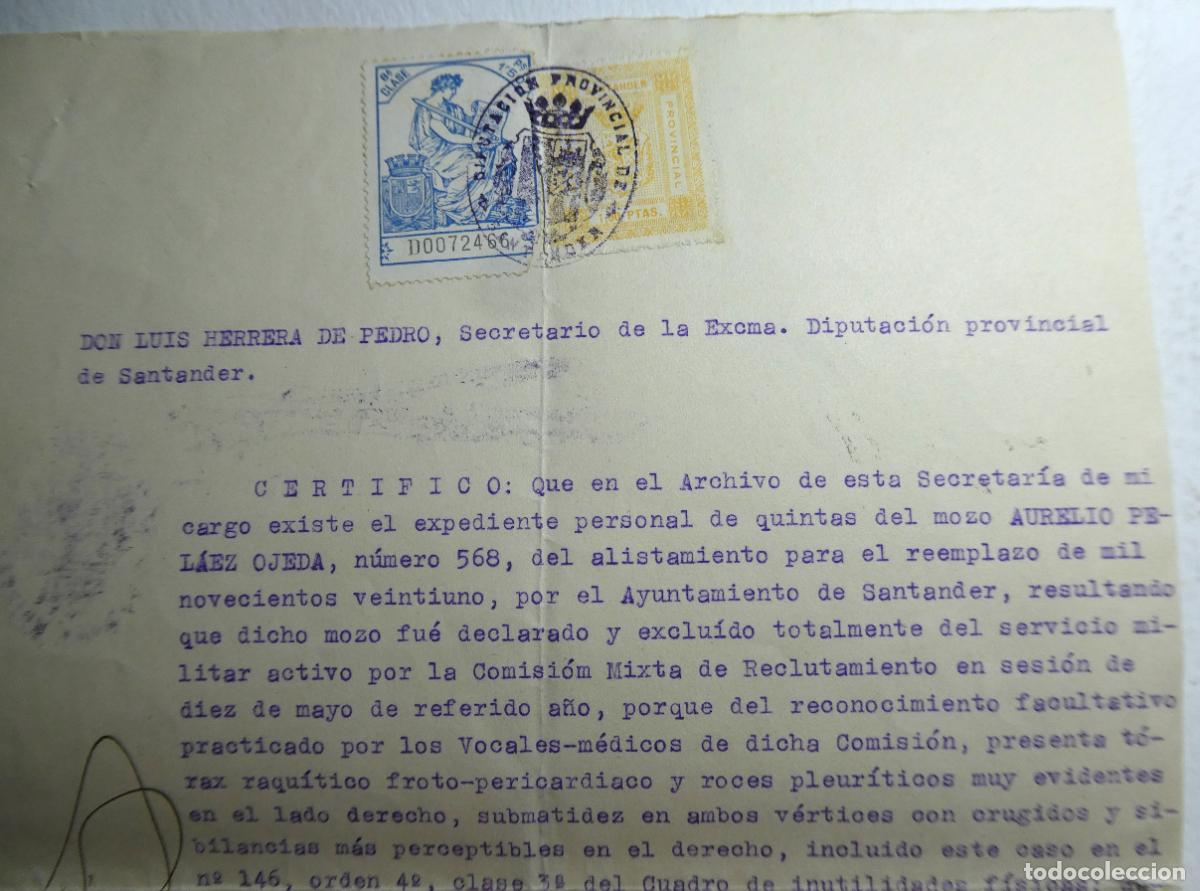 Militaria: Diputaci&oacute;n Provincial de Santander, Exclusi&oacute;n del Servicio Militar Activo 15 de Octubre 1937