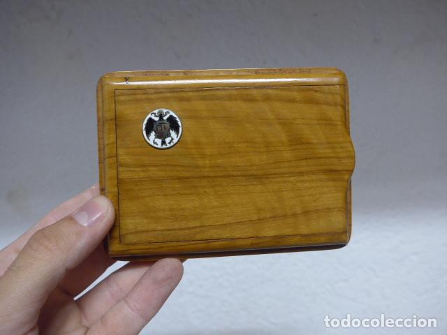 Militaria: Antigua pitillera militar de oficial, con escudo franquista, epoca de Franco