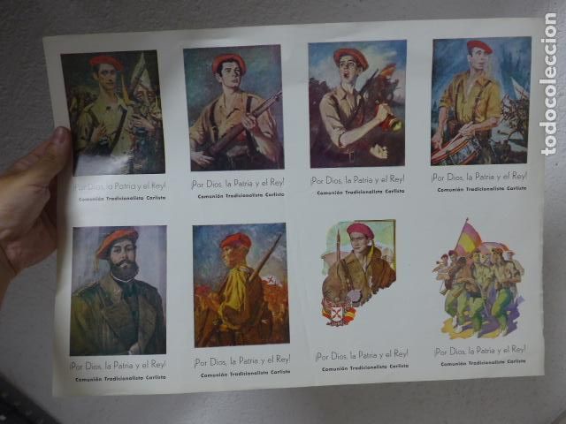 Militaria: Antiguo cartel de la Comunion Tradicionalista Carlista, tipo postales de guerra civil.