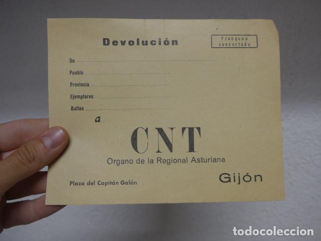 Militaria: Antiguo documento de la CNT de Gijon para la devolucion, original. Guerra civil. Asturias.
