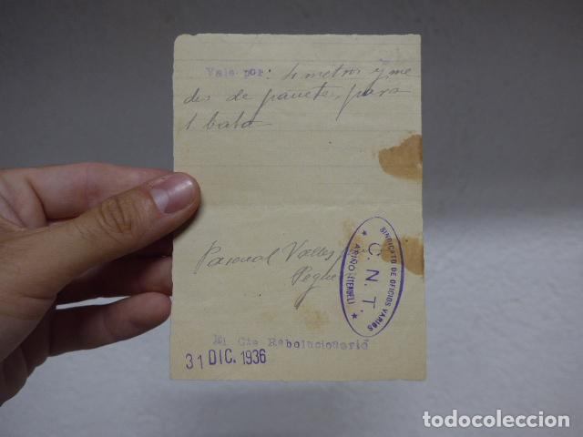 Militaria: Antiguo vale republicano de la CNT de Ari&ntilde;o, Teruel, original. 1936, Guerra civil, aragon