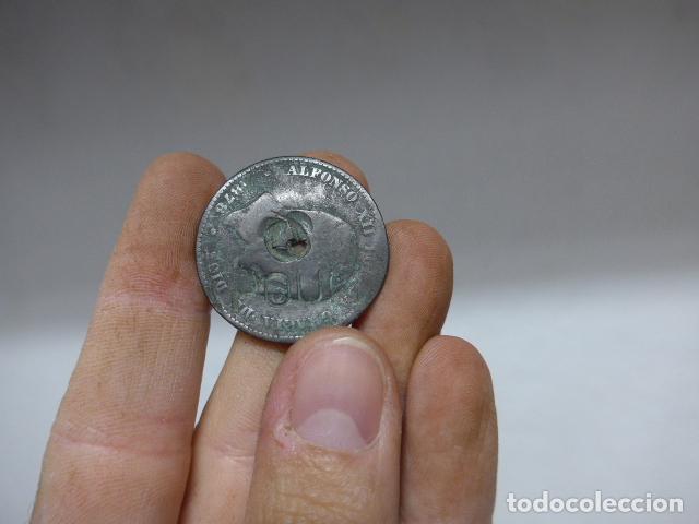 Military Antiques: Antigua moneda con resello politico del POUM, original de la epoca de la Guerra Civil. Republicana.