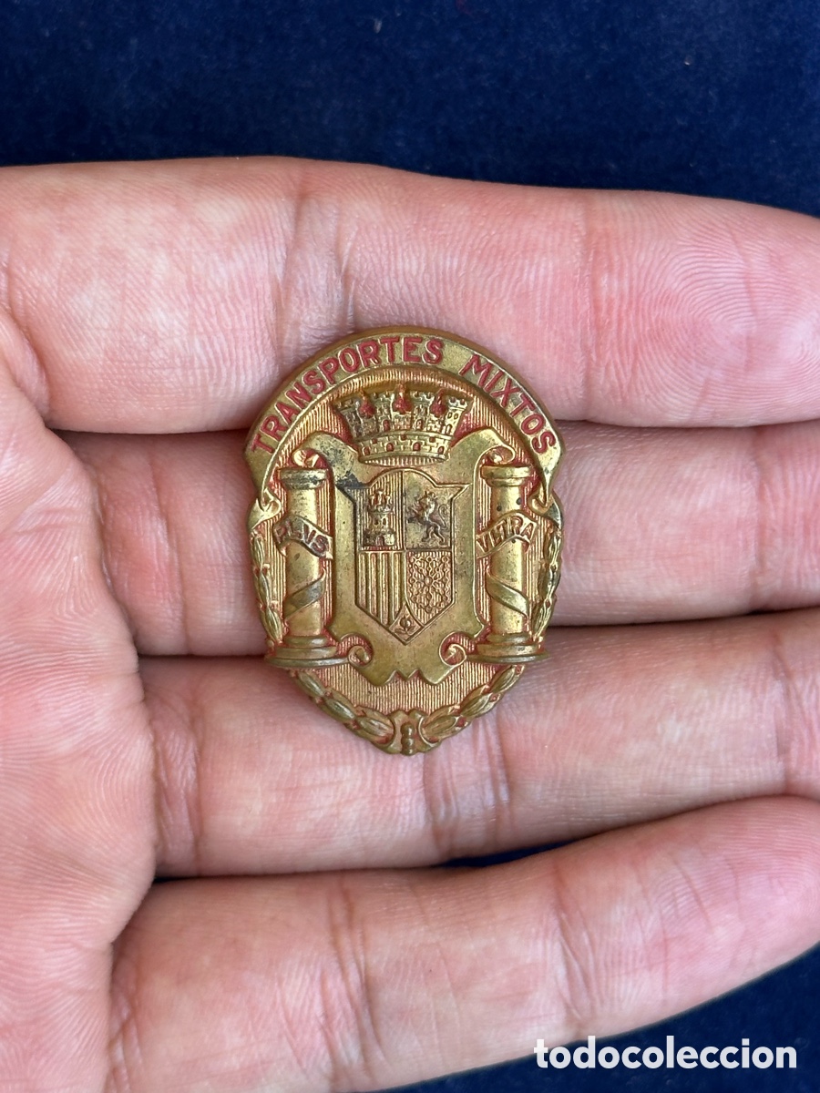 Militaria: ANTIGUO EMBLEMA TRANSPORTES MIXTOS DE LA REPUBLICA GUERRA CIVIL