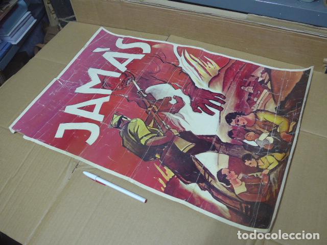 Militaria: Antiguo cartel JAMAS anticomunista, seguramente de guerra civil