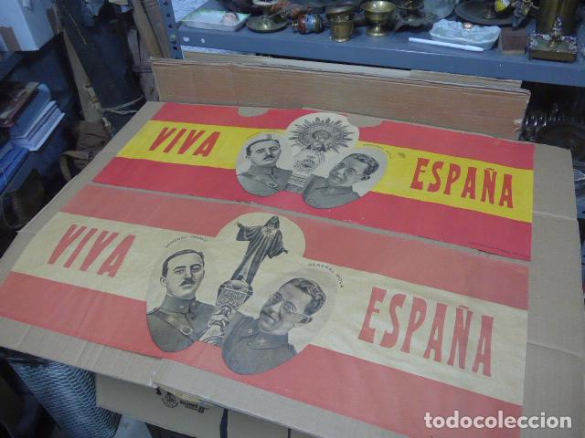 Militaria: Lote 2 antiguos carteles DISTINTOS originales de la Guerra Civil. General Franco y Mola.