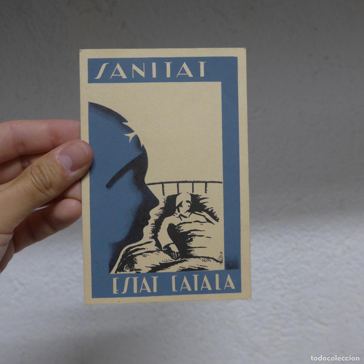 Militaria: Antigua postal republicana original de ESTAT CATALA de sanitat. Guerra civil.