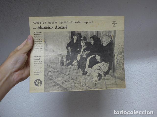 Militaria: Antiguo cartel original de AUXILIO SOCIAL, ayuda al pueblo espa&ntilde;ol. Guerra civil. Falange