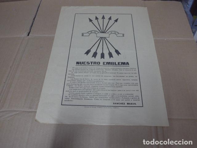 Militaria: Antiguo cartel original de Falange de Huesca, Sanchez Mazas, guerra civil