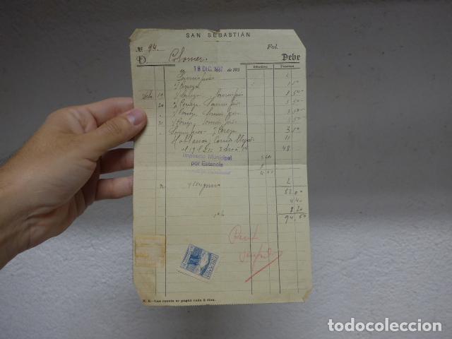 Militaria: Antigua factura de 1937 de guerra civil de San Sebastian, con sello vi&ntilde;eta Cruzada contra el frio