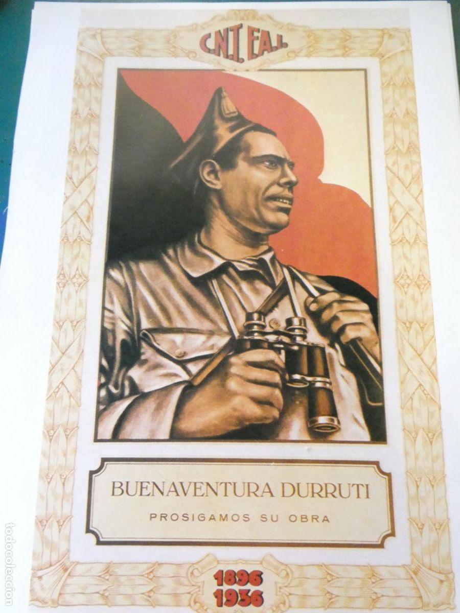 Militaria: L&Aacute;MINA CON CARTEL POL&Iacute;TICO MILITAR. GUERRA CIVIL ESPA&Ntilde;OLA. CNT FAI BUENAVENTURA DURRUTI 6
