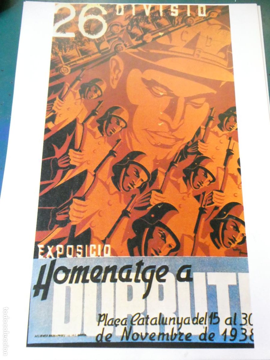 Militaria: L&Aacute;MINA CON CARTEL POL&Iacute;TICO MILITAR. GUERRA CIVIL ESPA&Ntilde;OLA. 26 DIVISI&Oacute;N DURRUTI HOMENAJE 20