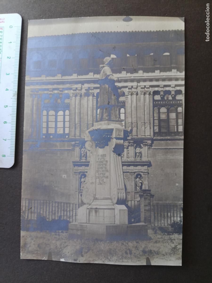 Militaria: J&aacute;tiva, Valencia. Guerra Civil. Foto de &eacute;poca de monumento a Calixto III ya destru&iacute;do