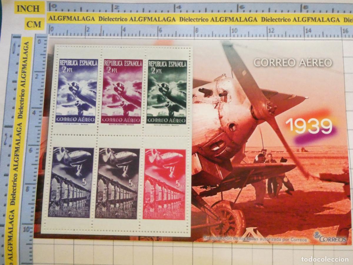 Military Antiques: HOJA BLOQUE POL&Iacute;TICO MILITAR. GUERRA CIVIL ESPA&Ntilde;OLA. SELLOS CORREOS 1939 AVIACI&Oacute;N CORREO AEREO 27