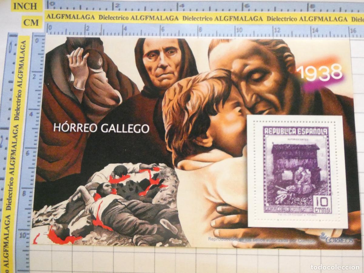 Military Antiques: HOJA BLOQUE POL&Iacute;TICO MILITAR. GUERRA CIVIL ESPA&Ntilde;OLA. SELLOS CORREOS 1938 HORREO GALLEGO 29