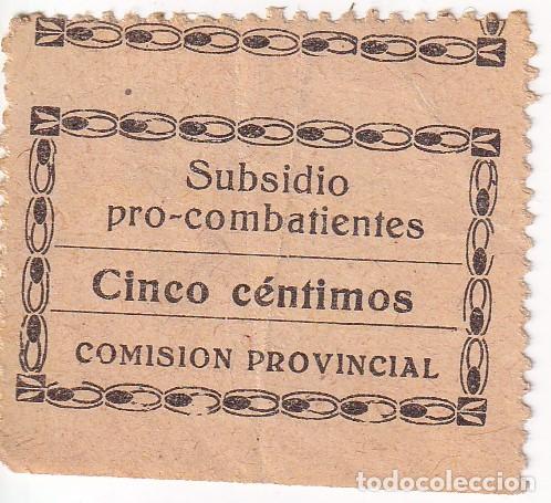 Militaria: VI&Ntilde;ETA GUERRA CIVIL, 5 CENTIMOS DE LA COMISION PROVINCIAL DEL SUBSIDIO PRO-COMBATIENTE