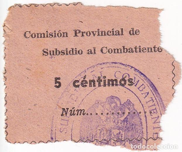 Militaria: VI&Ntilde;ETA GUERRA CIVIL, 5 CENTIMOS DE LA COMISION PROVINCIAL DEL SUBSIDIO AL COMBATIENTE DE ALO&Ntilde;A