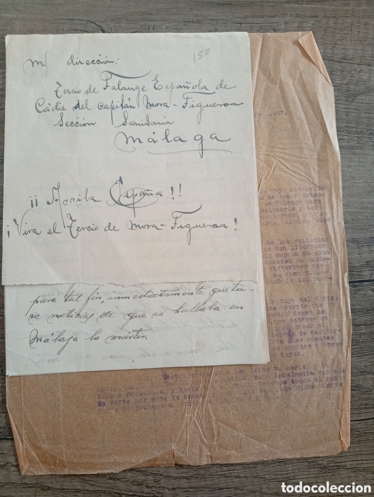 Militaria: Documentos guerra civil m&aacute;laga tercio Mora Figueroa.falangista.1937.requete.patriotico.bando naciona