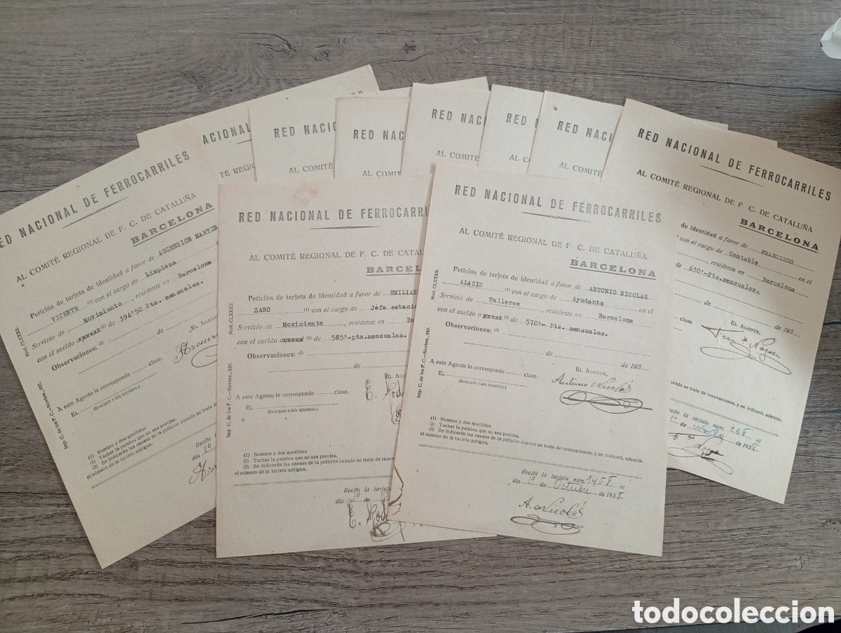 Militaria: Documentos guerra civil empleados Renfe Catalunya 1938.zona republicana.cuerpo de tren.ejercito popu
