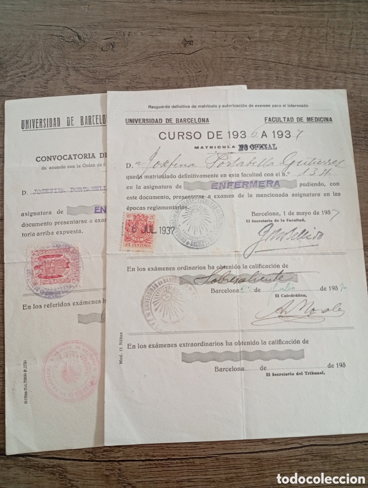Military Antiques: Documentos guerra civil universidad de Barcelona republicana 1937.catalunya.enfermera.enfermeria.
