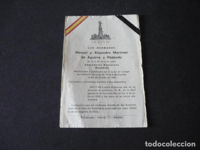 Militaria: RECORDATORIO CAIDOS GUERRA CIVIL MADRID CASA CAMPO 1936 HMNOS MARTINEZ DE AGUIRRE Y REDONDO REQUETES