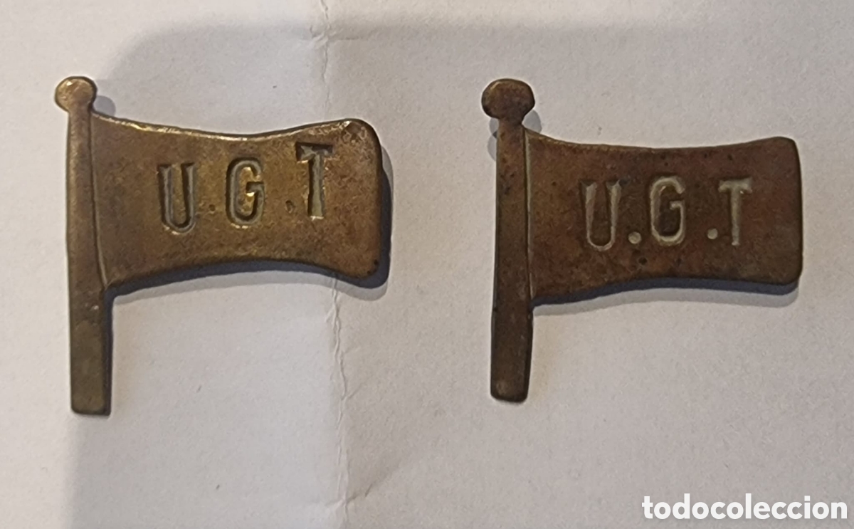 Militaria: Guerra civil banderitas Ugt lat&oacute;n originales raras