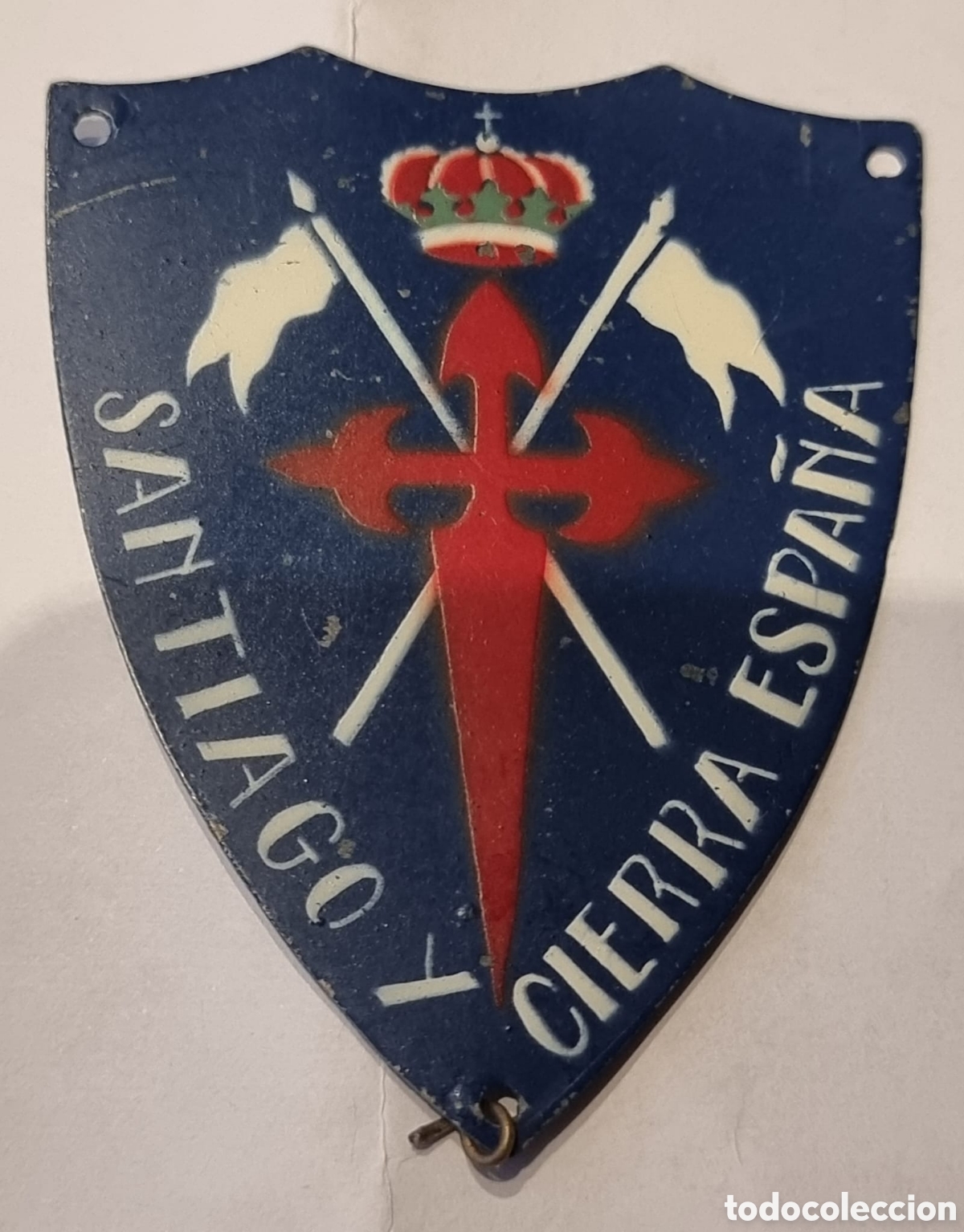 Militaria: Guerra Civil escudo met&aacute;lico Caballer&iacute;a antiguo original ved fotos