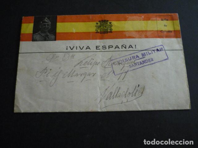 Militaria: CARTA GUERRA CIVIL DE SANTANDER A VALLADOLID 1937 CENSURA MILITAR
