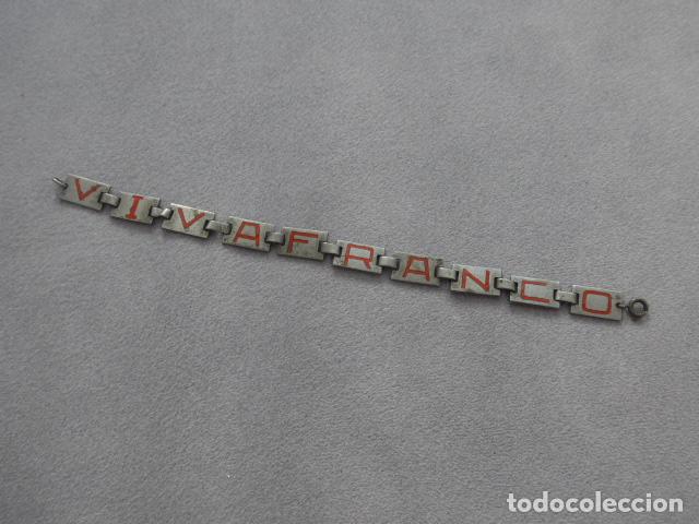 Militaria: Antigua pulsera o brazalete nacional original de la Guerra civil: Viva Franco.