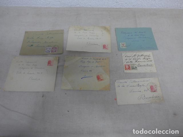 Militaria: Lote 7 antiguos sobres de carta de guerra civil del Comite internacional de Cruz Roja en Barcelona