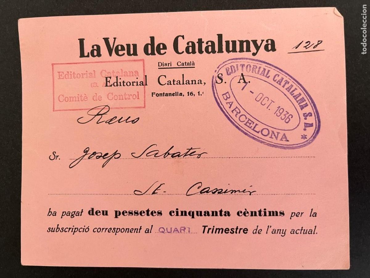 Militaria: la veu de Catalaunya Reus oct-1936 Guerra Civil