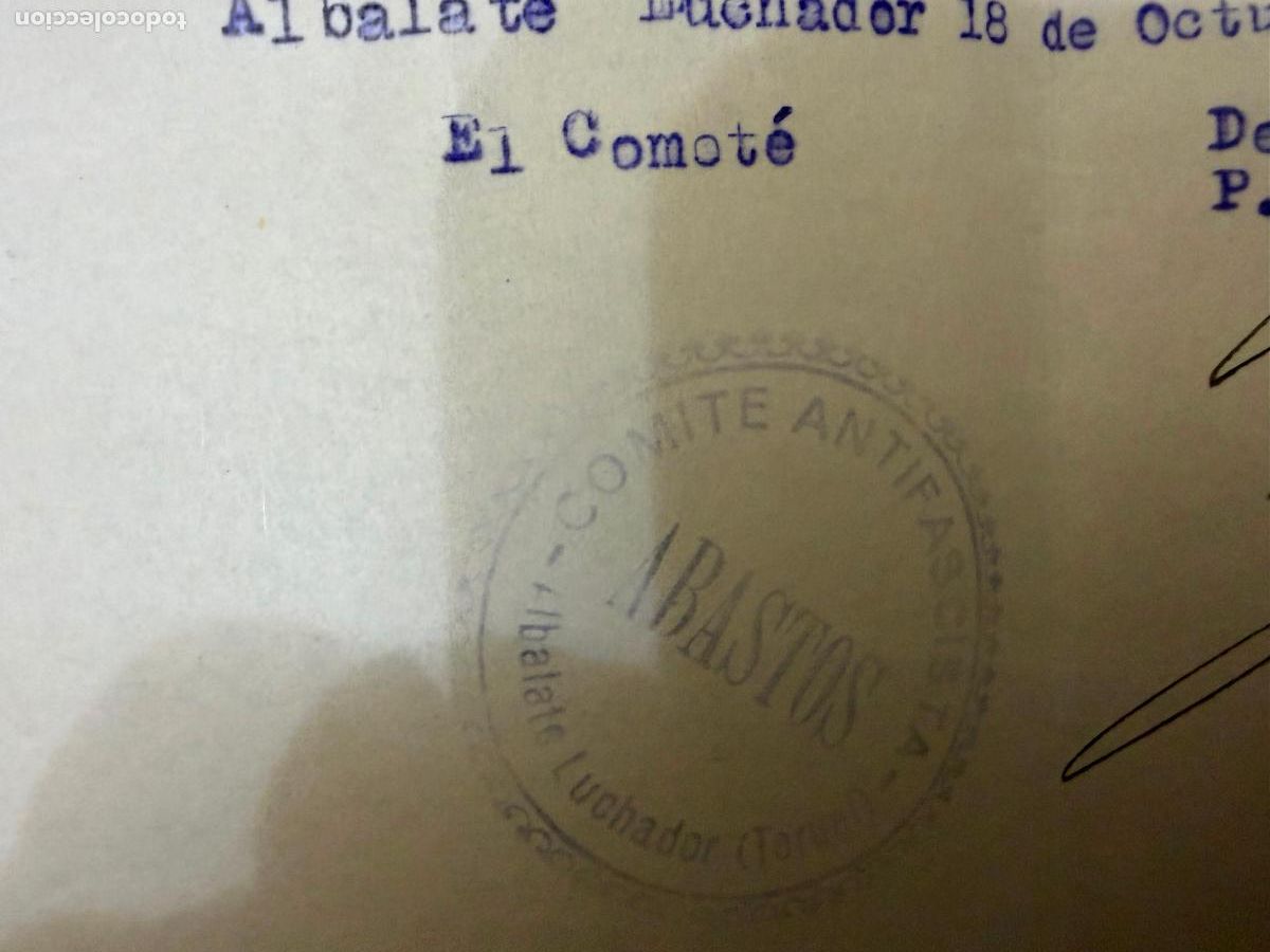 Militaria: Recaudaci&oacute;n milicias antifascistas albalate luchador Teruel 1936