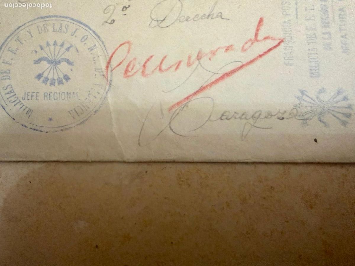 Militaria: Carta 1&ordf; bandera valenciana de falange guerra civil