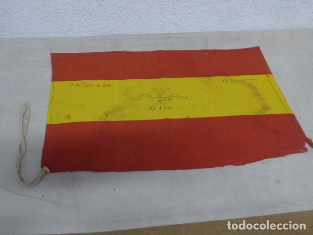 Militaria: Antigua bandera espa&ntilde;ola escrita de 21 enero 1939 liberacion de Vilafranca del Penedes, guerra civil